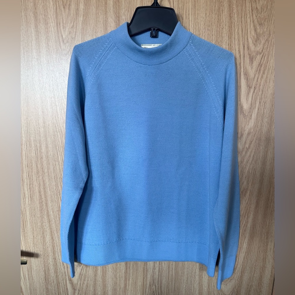 New Clan Royal 100% New Lamb Wool Blue Tall Neck Sweater Women’s M (18)